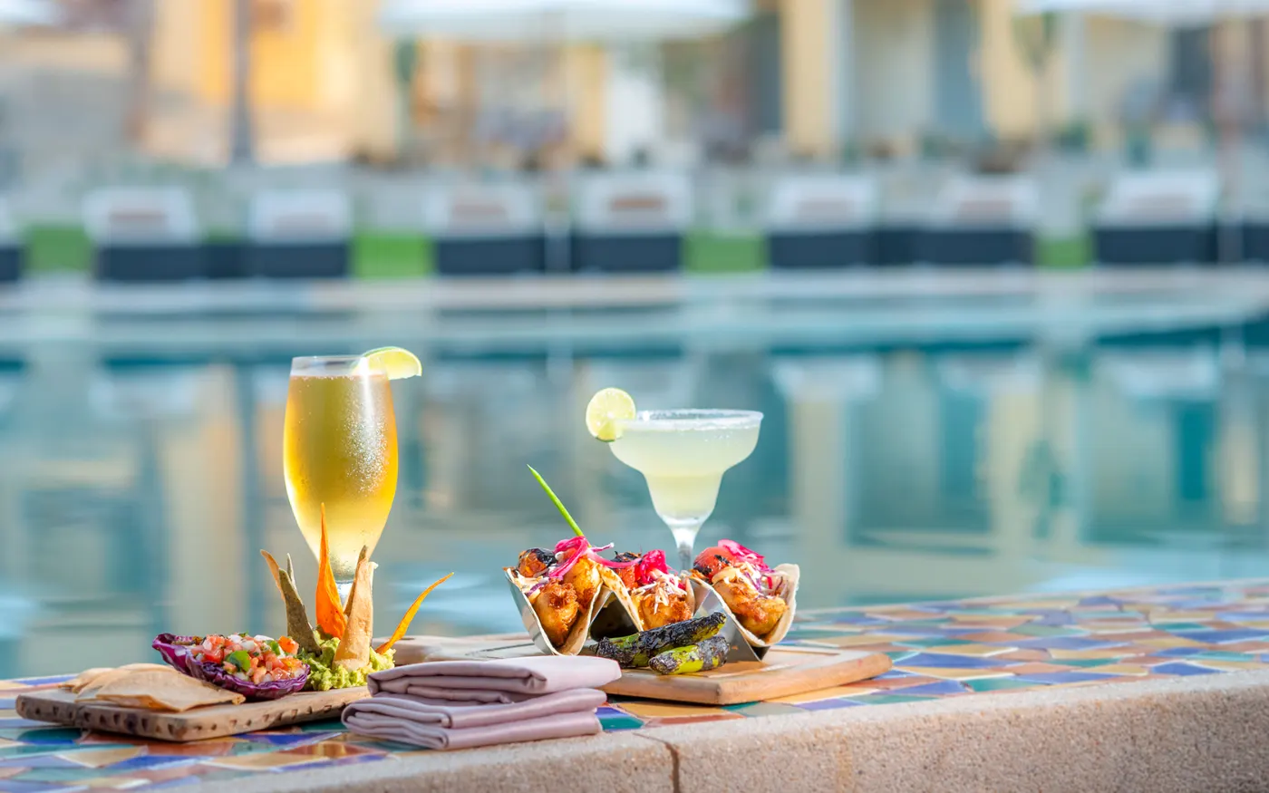 Margarita and beer by the pool